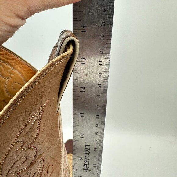 Justin 1660 Men Size 9.5D Cream Brown Two Tone Leather Pointed Toe Western Boot - Picture 12 of 14